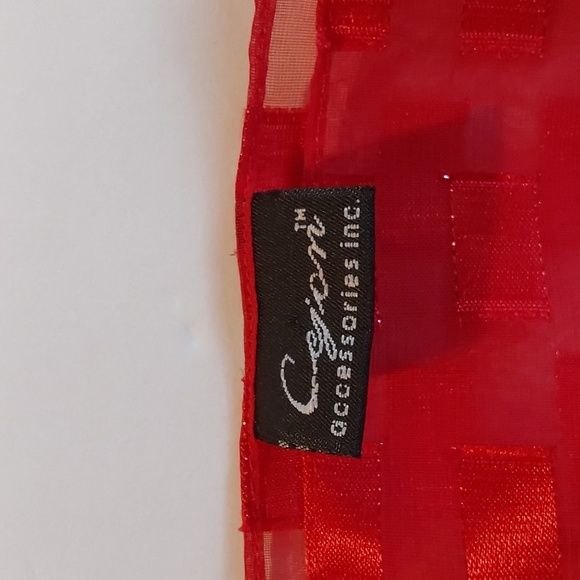 Cejon Vibrant Red Semi Sheer Dress Scarf Metallic Shimmer Box Design Large - Picture 5 of 7